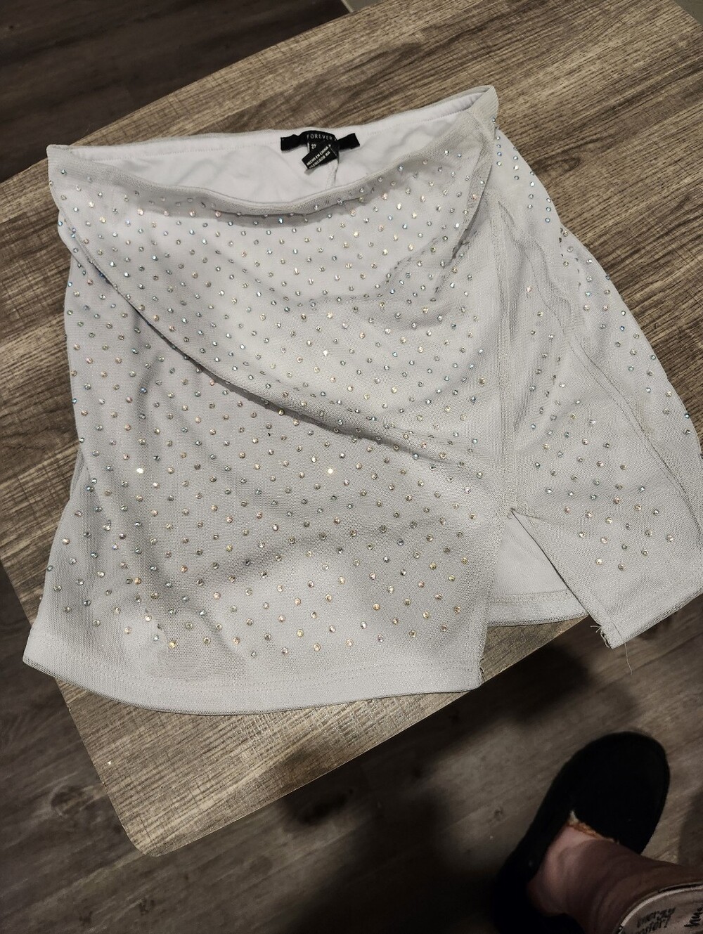 Forever 21 Sz Small Gray Iridescent Holographic Studded Stretch Mini Skirt